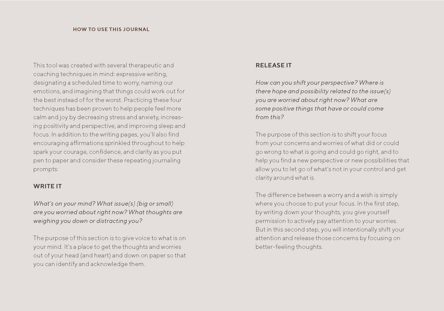 Write and Release Journal - The Cura Way